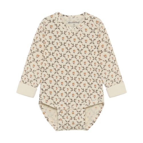 Minymo Langarm-Body mitwachsend 114401 Fb.1026 geblümt / beige
