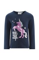Happy Girls LA-Shirt 763102 Einhorn Wende-Paillietten navy