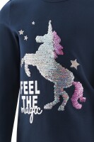 Happy Girls LA-Shirt 763102 Einhorn Wende-Paillietten navy