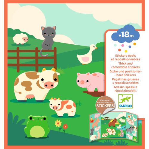 Djeco Dicke und positionerbare Stickers Bauernhof