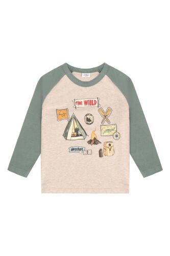 Hust & Claire Langarm-Shirt Anton Wild Life 490021 Fb.3552 grün/grau