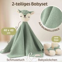 Merle Strick-Schmusetuch mit Söckchen Grün Fuchs