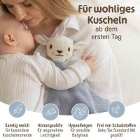 Merle Strick-Schmusetuch mit Söckchen Blau Schaf