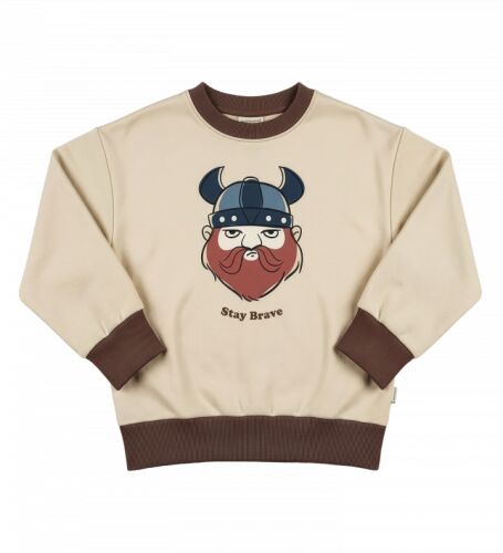 Maxomorra Sweatshirt SG Print Viking - Stay Brave creme