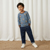 Maxomorra Jeans D134-S163 Pants Rib Lined Denim dunkelblau