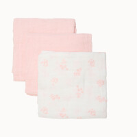 Pippi 3er-Pack Mulltücher aus Baumwolle 6669 Fb. 5312 Blumen weiß/rosa
