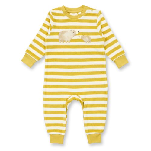 Sense Organics Pyjama-Einteiler Viktor Bären Mustard/weiß gestreift