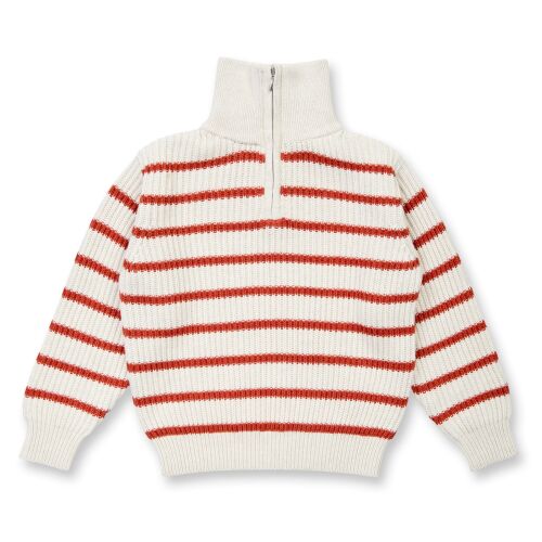 Sense Organics Strickpullover Loorca 2627216 Zipp creme/orange gestreift