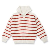 Sense Organics Strickpullover Loorca 2627216 Zipp creme/orange gestreift