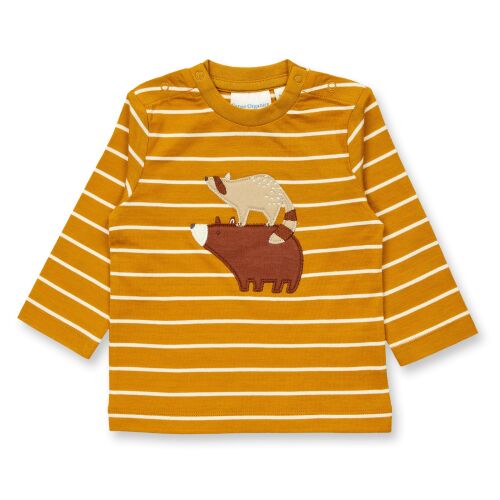 Sense Organics LA-Shirt Elan 2622107 Bär und Waschbär Curry gelb/weiß gestreift