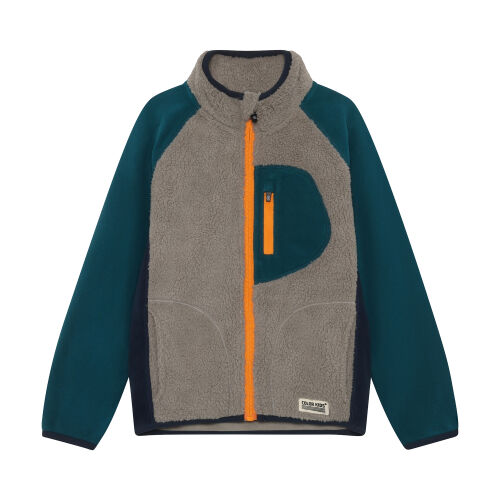 Color Kids Teddyjacke mit Fleeceärmeln 742923-9523 grau/petrol