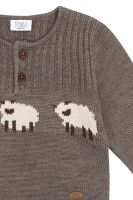 Hust & Claire Strickpullover Pil Wool Sheep 420021-3232 Schafe braun