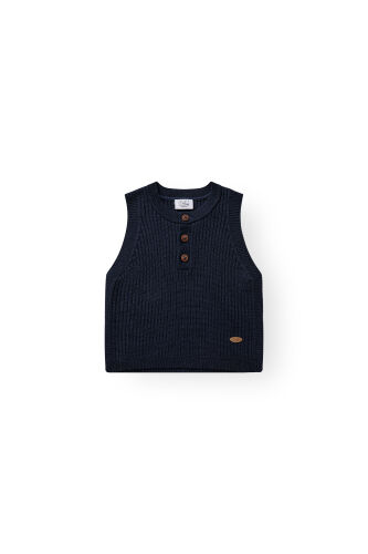 Hust & Claire Strickgilet Edi Wool Rib Knit 420020-3146 navy