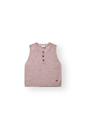Hust & Claire Strickgilet Edi Wool Rib Knit 420020-3875 rosa