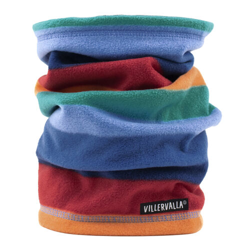 Villervalla Fleece-Schlauchschal 813AW Kalahari gestreift blau/rot/orange