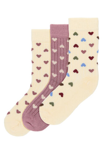Minipop Socken aus Bambus 3-Pack Herzen MP31 weiß/altrosa Heart Mix