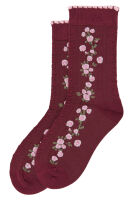 Minipop Socken aus Bambus MP0055 Blumen Huckleberry bordeaux