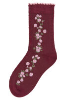 Minipop Socken aus Bambus MP0055 Blumen Huckleberry bordeaux