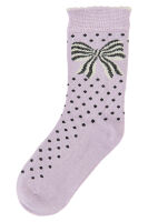 Minipop Socken aus Bambus MP0052 Petal Pink Schleife lila/schwarz