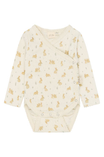 Petit Piao LA-Wickelbody PP2144 Eggnog Rabbit Hasen weiß