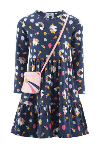 Happy Girls LA-Kleid+Tasche 963121 Fb. 62 Einhörner&Regenbogen navy