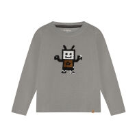 Minymo Langarm-Shirt 134432-1207 Pailletten-Roboter grau