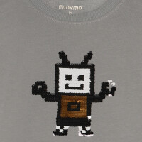 Minymo Langarm-Shirt 134432-1207 Pailletten-Roboter grau