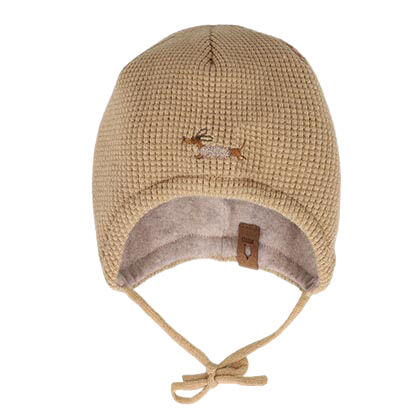 Maximo Baby-Mütze zum Binden 65573-193076 Fb. 62 Hund sandbraun