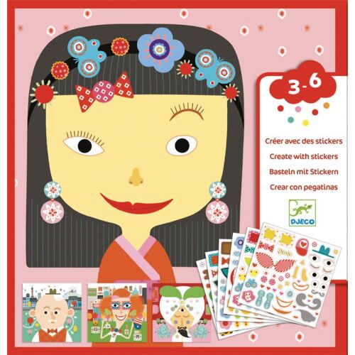 Djeco Basteln mit Stickern - Gesichter