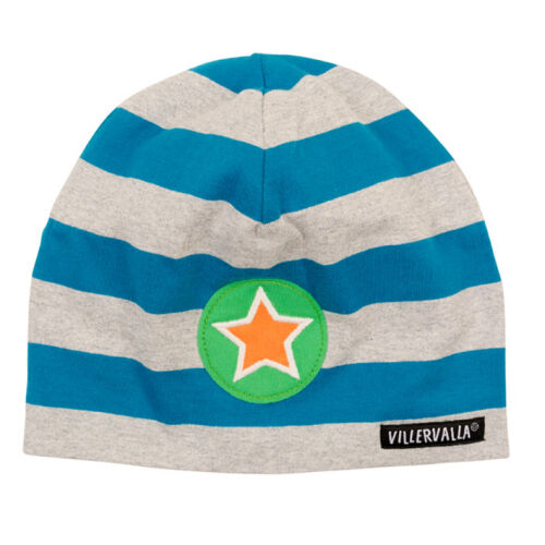Villervalla Jersey-Mütze grey/pacific gestreift, Bio