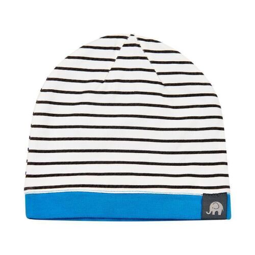 Celavi Jerseymütze weiss/navygestreift mit türkis