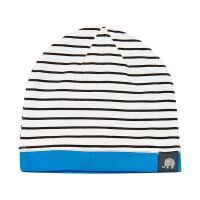 Celavi Jerseymütze weiss/navygestreift mit türkis