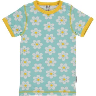 MM Kurzarm-Shirt Flower türkis/gelb, BIO