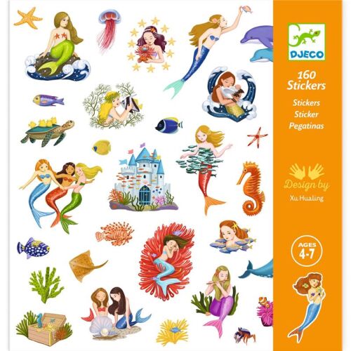Djeco Sticker Meerjungfrauen 160 St orange