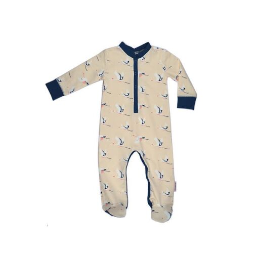 Baba Strampler mit Fuss Storch rosa, BIO