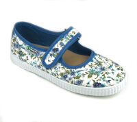Natural World Ballerinas blau/weiße Blumen N lavanda