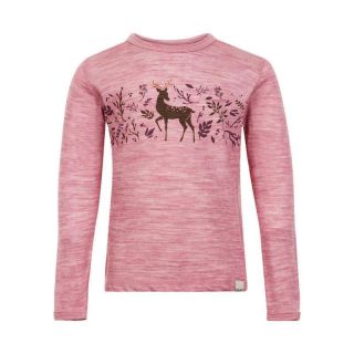 Celavi Merinowolle T-shirt/Wollhemd Hirsch rosa meliert