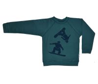 Baba Sweater dunkelgrün mit Snowboard, BIO