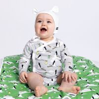 Villervalla Babyhaube weiß mit Ohren, BIO