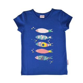 BB Kurzarm-Shirt blau uni Fische, Bio