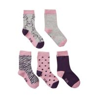 MN 5-pack Socken grau/rosa/bordeaux  Muster