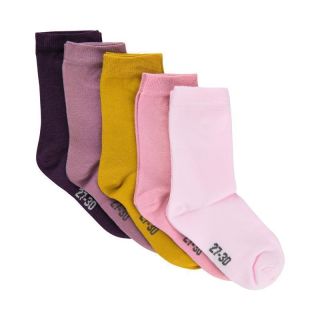 MN 5-pack Socken rosa/senf uni