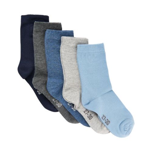 Minymo 5-pack Socken Blautöne/grau uni