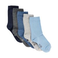 Minymo 5-pack Socken Blautöne/grau uni