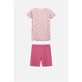 HC Pyjamaset kurz aus Bambus Blümchen rosa