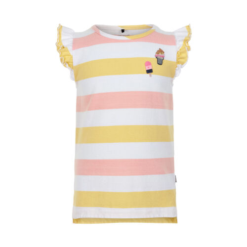 MeToo Kurzarm-shirt rosa/gelb/weiß gestreift Eis