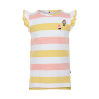 MeToo Kurzarm-shirt rosa/gelb/weiß gestreift Eis